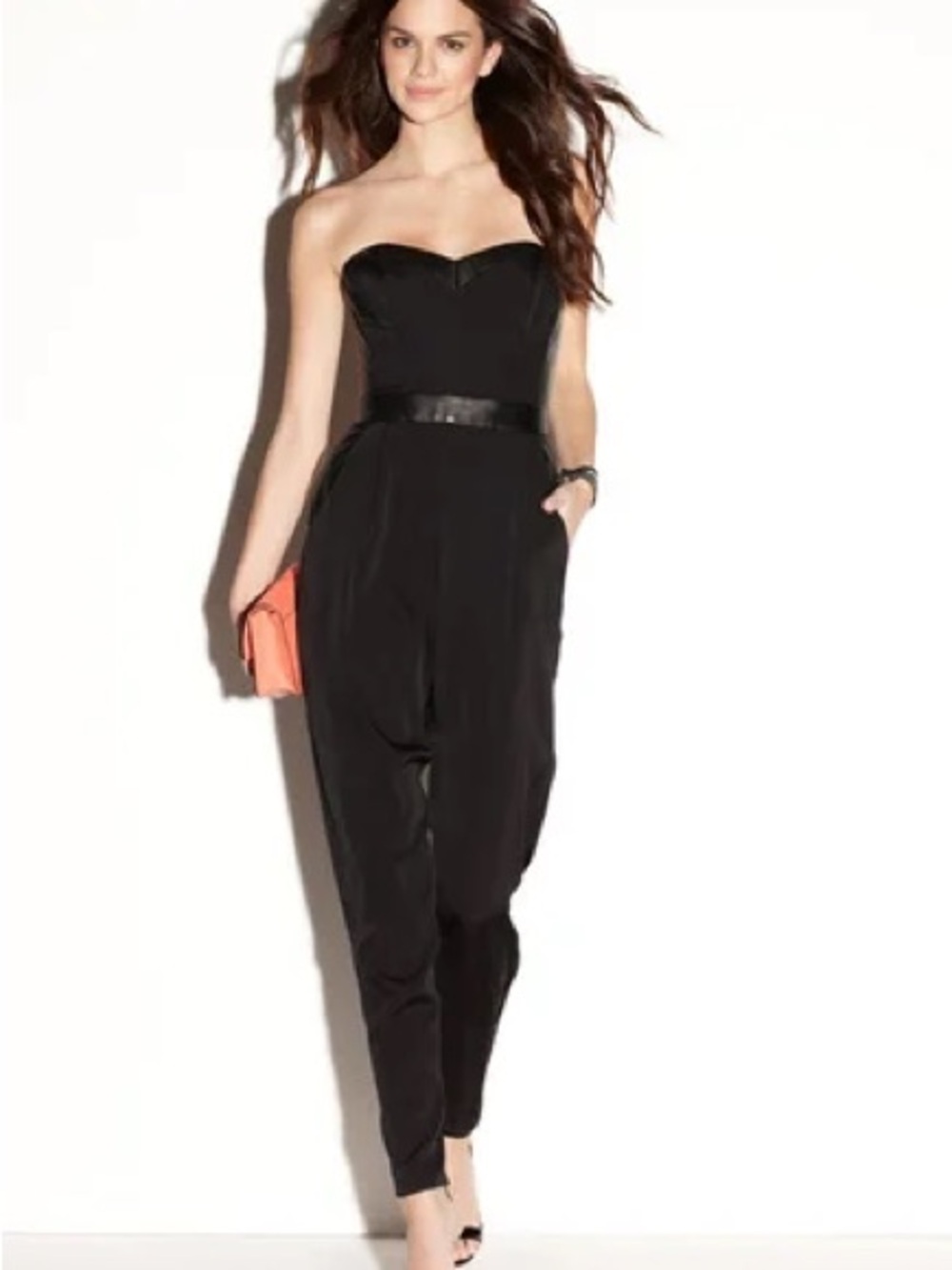 Milly Strapless Black Jumpsuit with Waist Belt